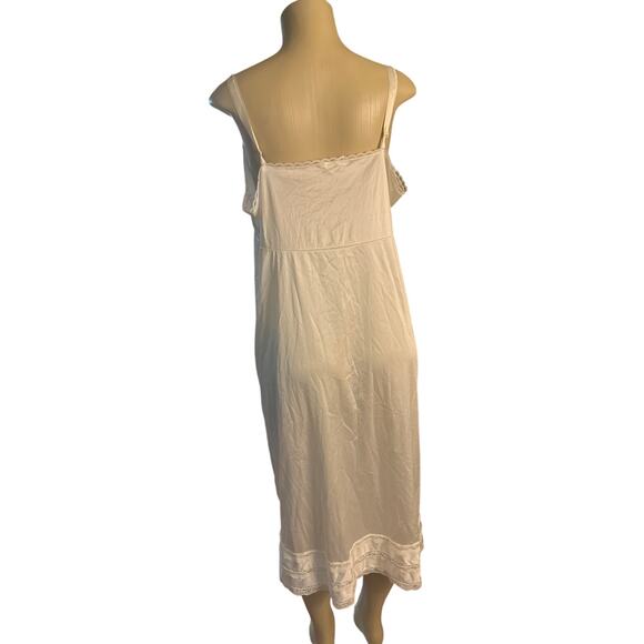 Vintage Women 20 Inner Image Cream Lace Slip Dress Nightgown Sleep Lounge - Picture 5 of 7